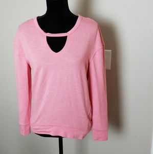 Juicy Couture Pink V-neck Cut Out Sweatshirt Sz XS